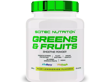 Scitec Greens & Fruits (žalumynų mišinys) 600 g.