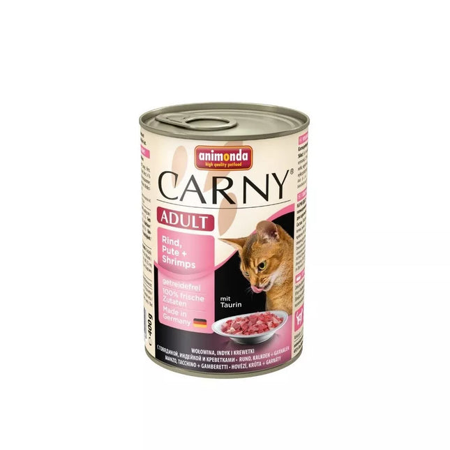 Carny Adult 400g Wet Food for Adult Cats with Beef, Turkey, and Shrimp