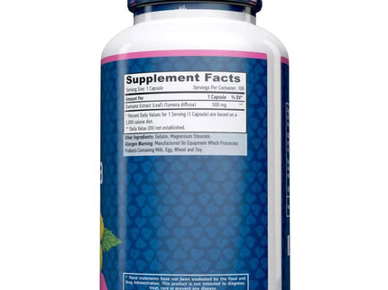 Haya Labs Damiana (Plačiosios turneros lapų ekstraktas) 100 kaps.