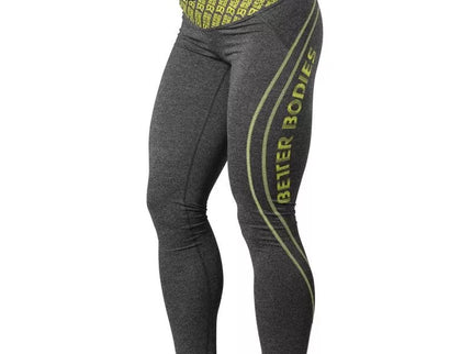 Better Bodies Shaped Logo Tights (Antracite melange/lime)