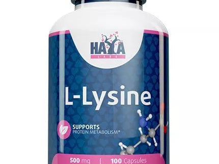 Haya Labs L-Lysine 500 mg, 100 Capsules