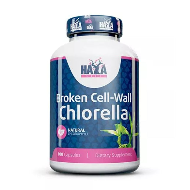 Haya Labs Broken Cell Wall Chlorella (Chlorelė) 100kaps.