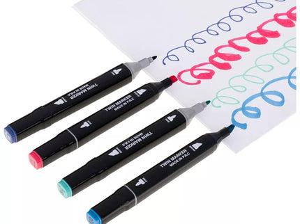 168 spalvų dvipusiai markeriai su stovu ir patogiu dėklu