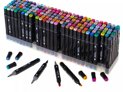 168 spalvų dvipusiai markeriai su stovu ir patogiu dėklu