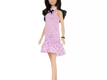 BARBIE madistė rožine languota suknele (HRH21)