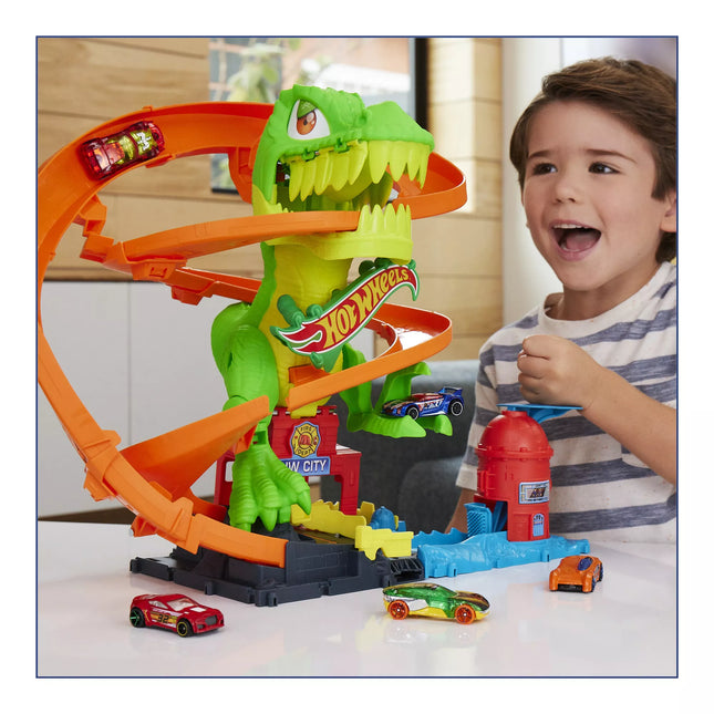 HOT WHEELS CITY playset - Dinosaur at the Fire Station (JBM73)
