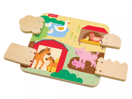 FISHER-PRICE edukacinė medinė lenta – Ūkio gyvūnai (JCY33)