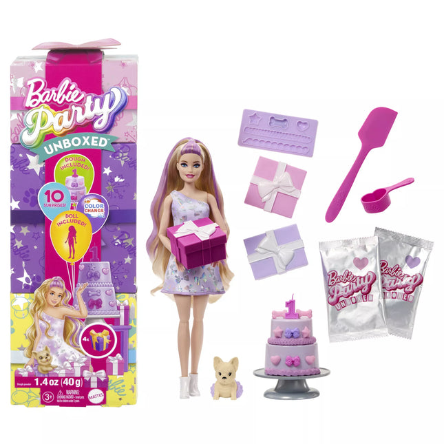 BARBIE PARTY UNBOXED REVEAL Surprise Set - Blonde Doll (JFG70)