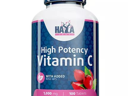 Haya Labs High Potency Vitamin C  with Rose Hips 100 tab. (Vitaminas C su paprastuoju erškėčiu)