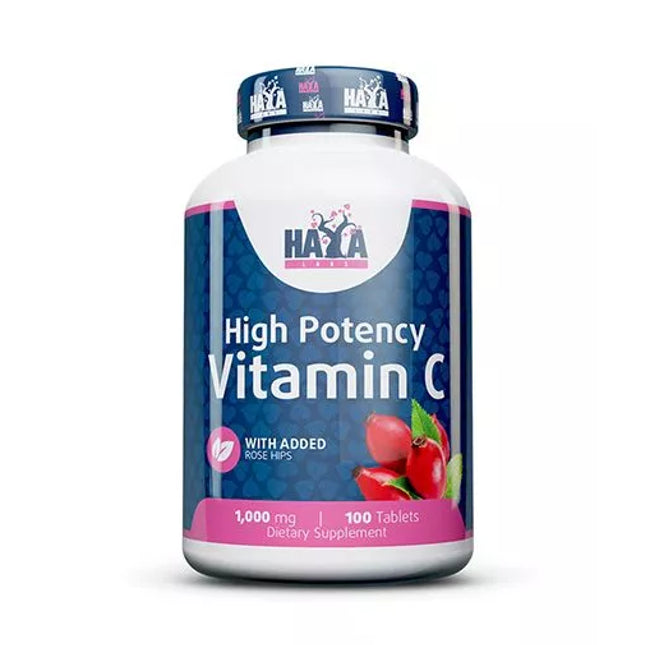 Haya Labs High Potency Vitamin C  with Rose Hips 100 tab. (Vitaminas C su paprastuoju erškėčiu)