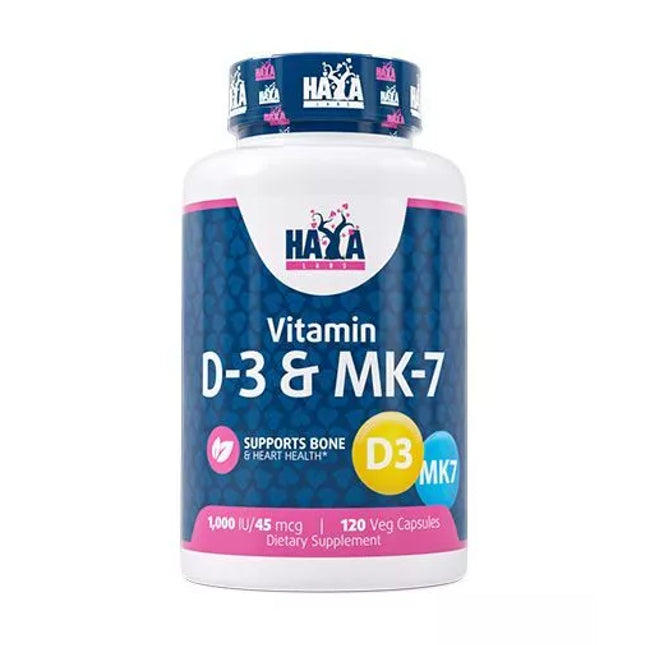 Haya Labs Vitamin D-3 1000 & МK-7 (vitaminas D3 ir K2) 120 kaps.