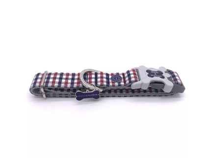 Blue and Red Plaid Collar, Size M