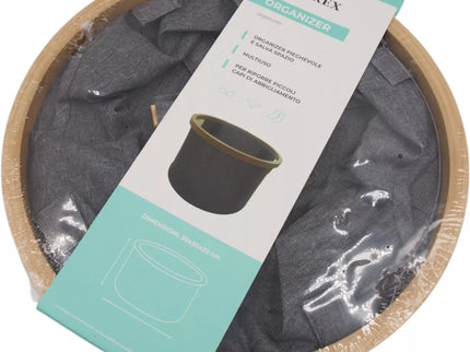 Apvalus sulankstomas daiktų krepšys BATHREX su bambuko rėmu, 30x30x20 cm