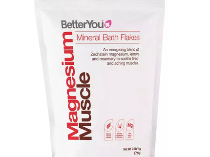 BetterYou Magnesium Muscle Bath Flakes 1000 g. (Magnio vonios dribsniai)
