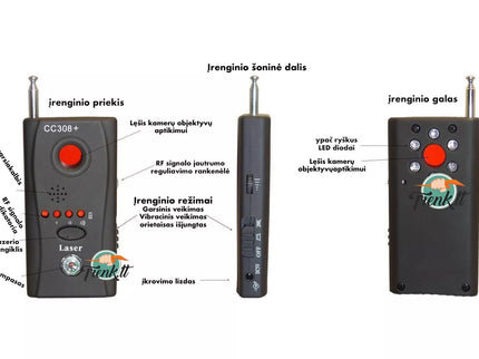 Blakių Detektorius (Slaptoms Kameroms ir Pasiklausymo Blakėms Aptikti)