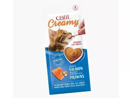 Catit Creamy kreminis skanėstas katėms su lašiša ir krevetėmis, 4x10 g