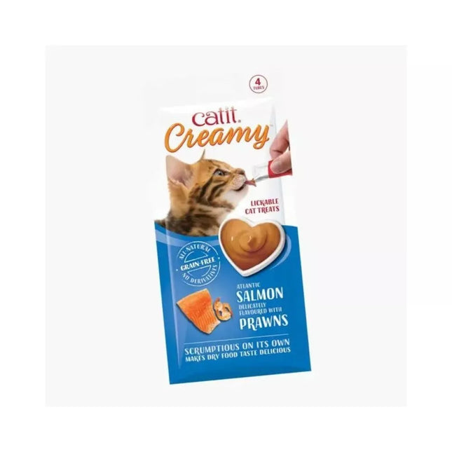 Catit Creamy Salmon and Shrimp Creamy Treat for Cats, 4x10g