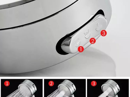 Chromuota dušo galvutė su ventiliatoriumi