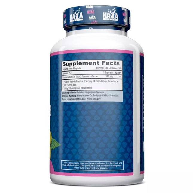 Haya Labs Damiana (Damiana Leaf Extract) 100 Caps.