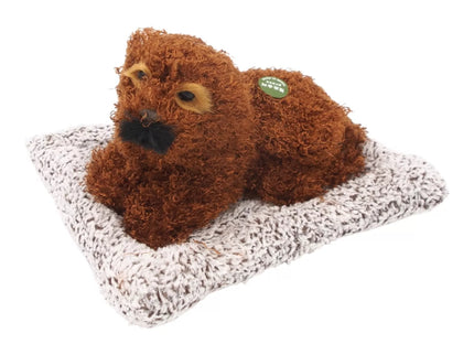 Lojantis šuniukas ant minkšto gultuko