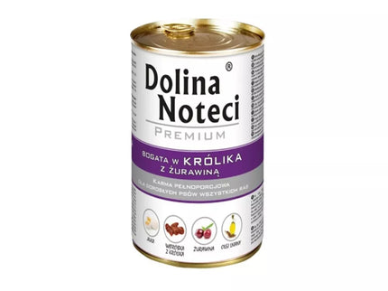 Konservai šunims su triušiena ir spanguolėmis Dolina Noteci Premium 400 g