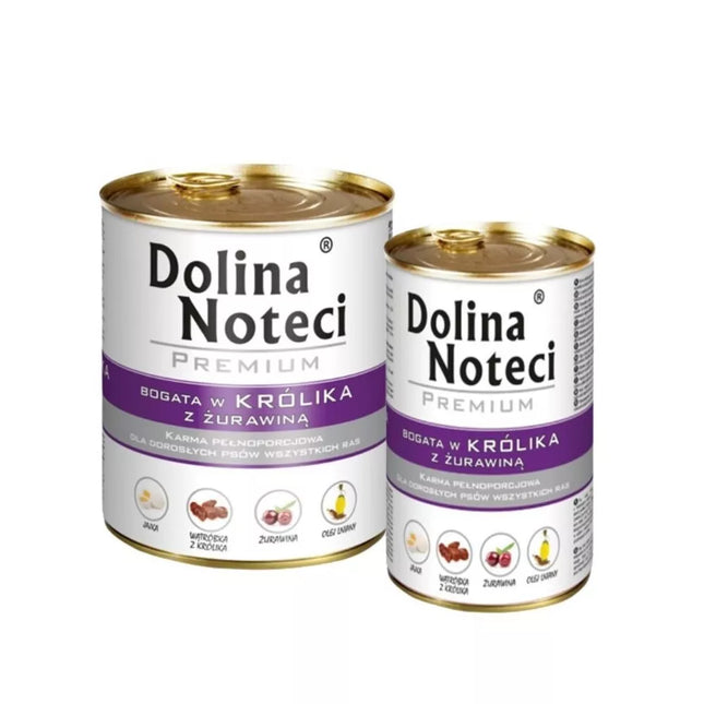 Konservai šunims su triušiena ir spanguolėmis Dolina Noteci Premium 400 g