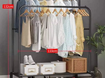 Drabužių kabykla su lentyna batams