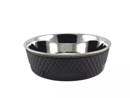Stainless steel pet bowl, black, 14 cm, 350 ml