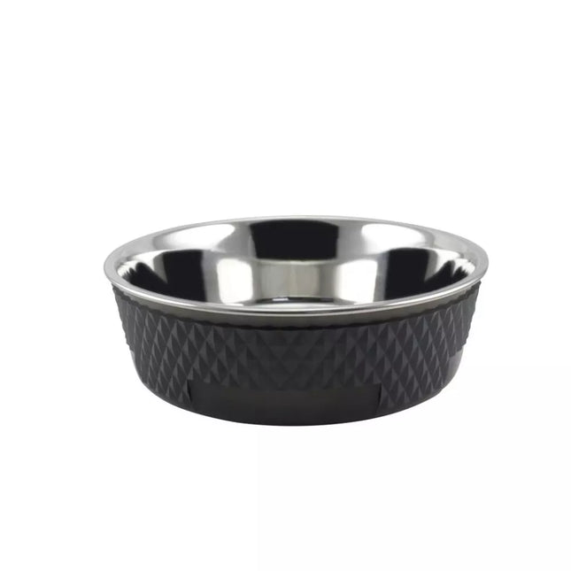 Stainless steel pet bowl, black, 14 cm, 350 ml