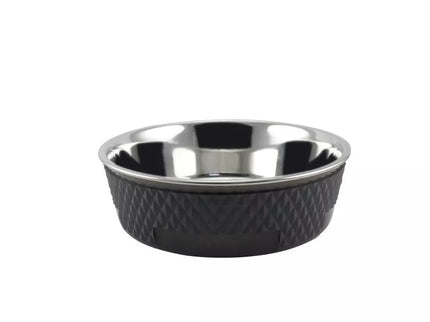 Stainless steel pet bowl, black, 17 cm, 850 ml