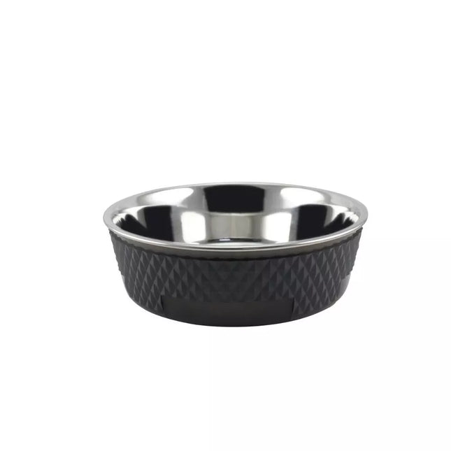 Stainless steel pet bowl, black, 17 cm, 850 ml