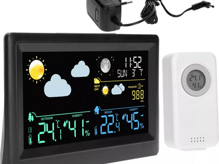 Elektroninė oro stotis - bevielė, su jutikliu, juoda