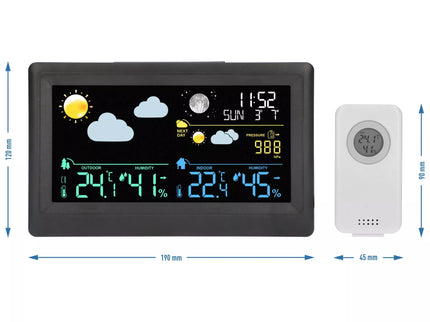 Elektroninė oro stotis - bevielė, su jutikliu, juoda