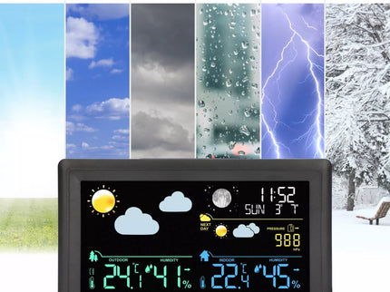 Elektroninė oro stotis - bevielė, su jutikliu, juoda