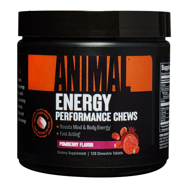 Universal Animal Energy Performance Chews 120 tablets. Valid until 2025-12-31.