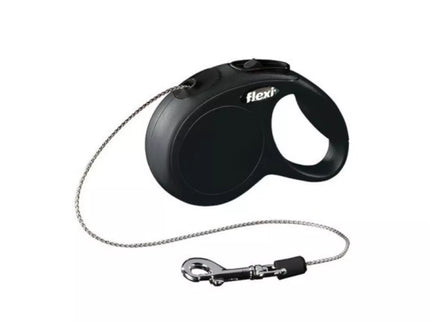 Flexi New Classic XS automatinis pavadys juodas, 3 m, virvutė
