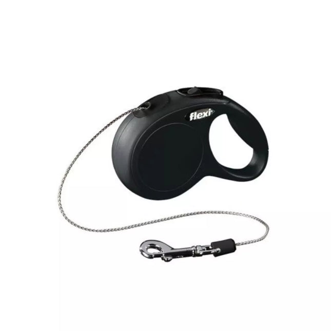Flexi New Classic XS automatinis pavadys juodas, 3 m, virvutė