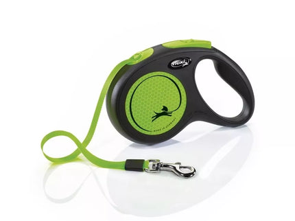 Flexi New Neon M Retractable Tape Leash, 5m, Green