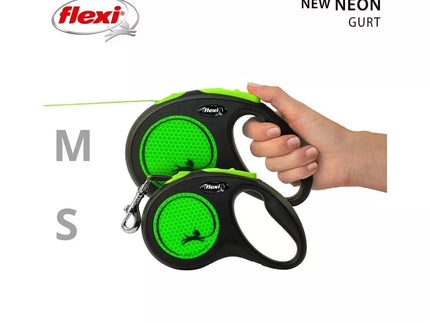 Flexi New Neon M Retractable Tape Leash, 5m, Green
