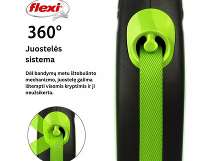Flexi New Neon M Retractable Tape Leash, 5m, Green