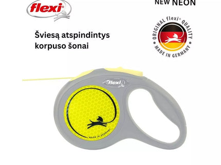 Flexi New Neon M Automatic Leash, 5 m, Cord