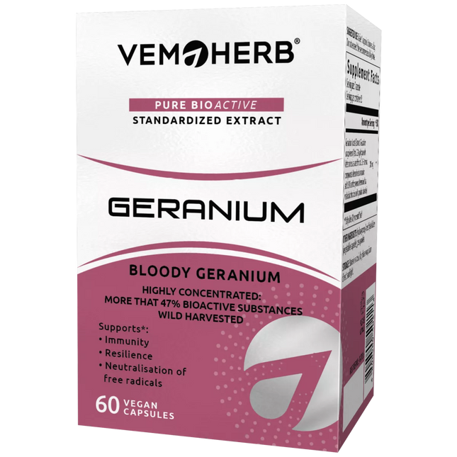 VemoHerb Red-Flowered Geranium Root Extract 60 Capsules