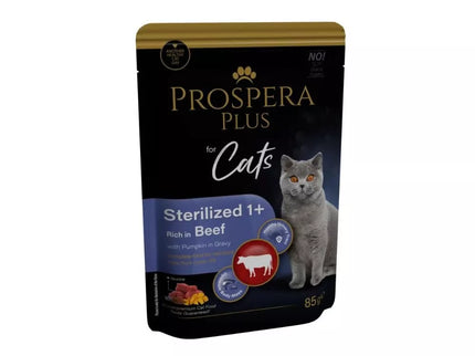 Guliašas sterilizuotoms katėms Prospera su jautiena ir moliūgais, 85 g