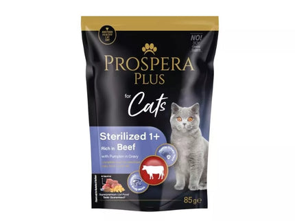 Guliašas sterilizuotoms katėms Prospera su jautiena ir moliūgais, 85 g