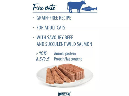 Happy Cat Duo Wet Food for Cats with Beef and Salmon, 100 g