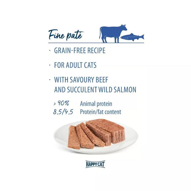 Happy Cat Duo Wet Food for Cats with Beef and Salmon, 100 g