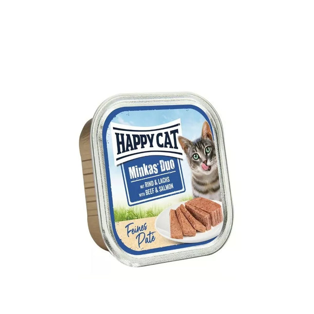 Happy Cat Duo Wet Food for Cats with Beef and Salmon, 100 g