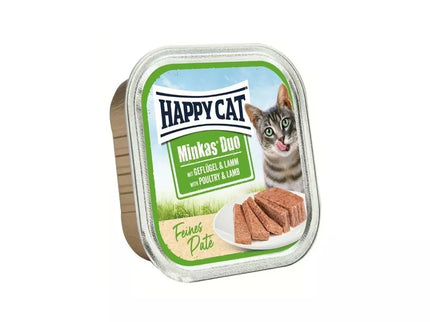 Happy Cat Duo Wet Food for Cats with Poultry and Lamb, 100g