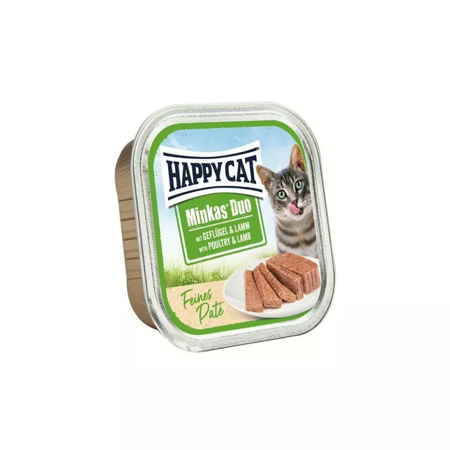 Happy Cat Duo Wet Food for Cats with Poultry and Lamb, 100g