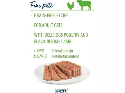 Happy Cat Duo Wet Food for Cats with Poultry and Lamb, 100g